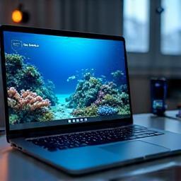 Interactive 3D reef model on a laptop screen