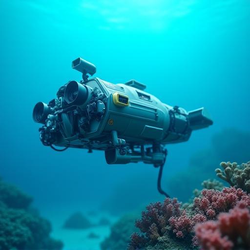 Submersible ROV capturing coral footage